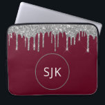 Glitter Drips Burgundy Silver Girly Monogrammed Laptop Sleeve<br><div class="desc">Luxury Silver and Burgundy Faux Glitter and Sparkle Elegant Monogrammed Initials Case. This case can be customised to include your initial and first name.</div>