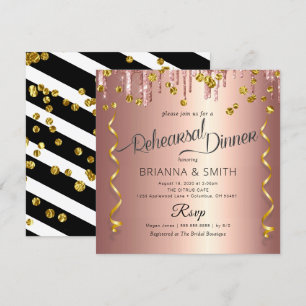 Glitter Drips Elegant Rehearsal Dinner Invitation