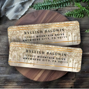 Glitter Drips Elegant Return Address Label