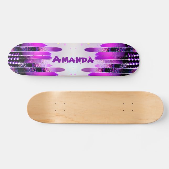 Glitter Drips Girly Name Personalised Skateboard (Horz)