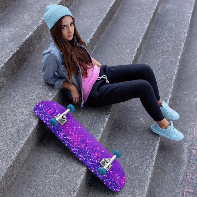 Glitter Drips Girly Purple Pink Skateboard (Creator Uploaded)