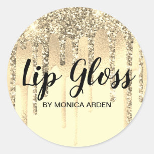 Glitter Drips Gold Lip Gloss Sticker Label