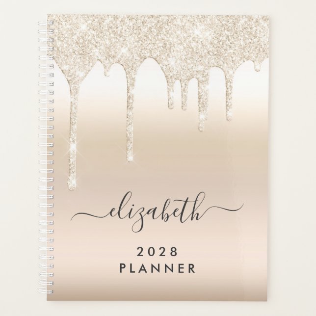 Glitter Drips Gold Personalised Planner (Front)