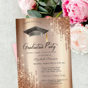 Glitter Drips,Grad Cap Graduation Invitation