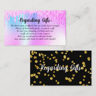 Glitter Drips Honeymoon Fund bridal shower wedding Enclosure Card