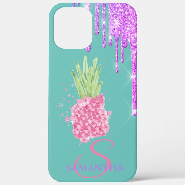 Glitter Drips Pineapple Mint Green  Case-Mate iPhone Case (Back)