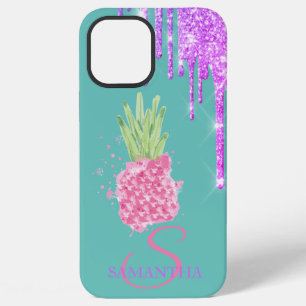 Glitter Drips Pineapple Mint Green iPhone 12 Pro Max Case