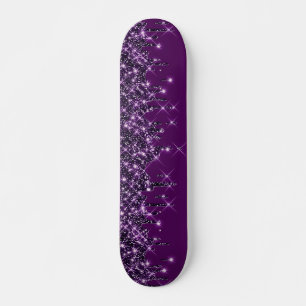 Glitter Drips Purple Girly Skateboard