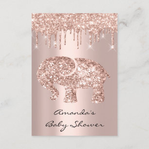 Glitter Drips Rose Baby Girl Boy Shower Elephant Invitation