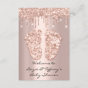 Glitter Drips Rose  Baby Shower Feet Girl Boy Invitation