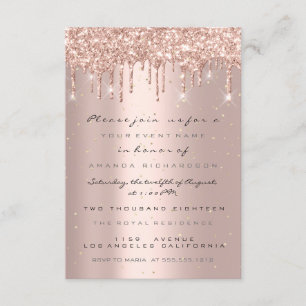 Glitter Drips Rose Confetti Bridal Sweet 16th Invitation