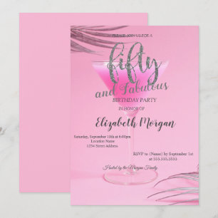 Glitter Drips Rose Gold 50th Birthday Party Invitation