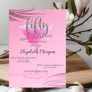 Glitter Drips Rose Gold 50th Birthday Party Invitation