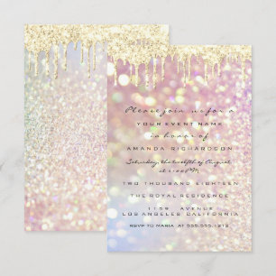 Glitter Drips Rose Gold  Bridal Sweet 16th Lux Invitation