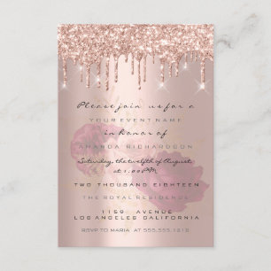 Glitter Drips Rose Gold  Bridal Sweet 16th Marsala Invitation