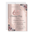 Glitter Drips Rose Gold Flowers 65th Birthday
