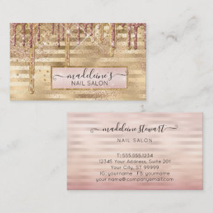 Glitter Drips Rose Gold Nail Salon Professional Business Card
