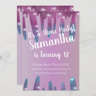 Glitter Drips Slime Party Birthday Sparkle Invitation