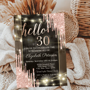 Glitter Drips String Lights 30th Birthday  Invitation