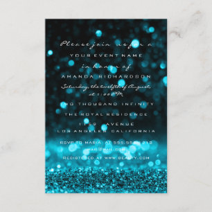 Glitter Drips Teal Ocean Wedding Bridal Sweet 16th Invitation