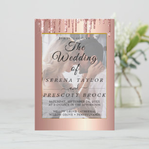 Glitter Drips Vellum Overlay Wedding Invitation