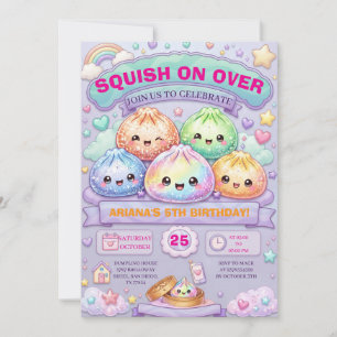 Glitter Dumpling Squishy Birthday Party Invitation