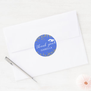 Glitter Dust Confetti Graduation Thank You Classic Round Sticker