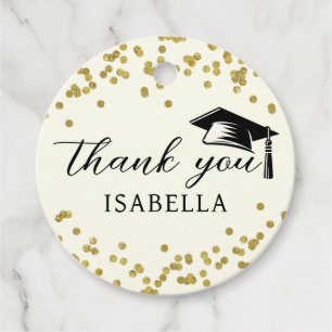 Glitter Dust Confetti Graduation Thank You Favour Tags