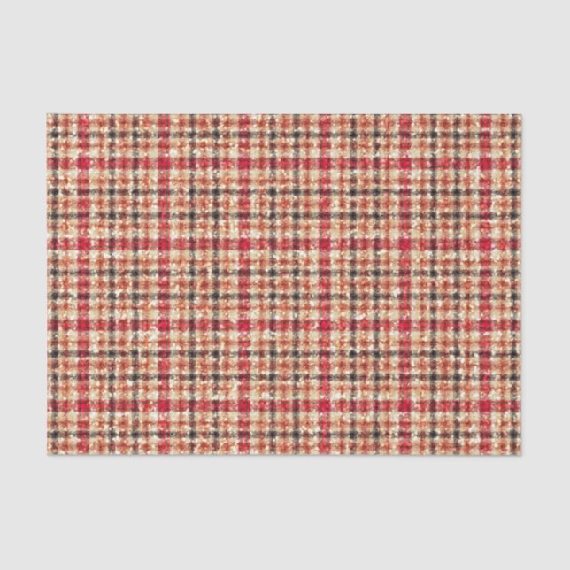 Glitter Earthtone Tartan Plaid Tissue Paper (Front)