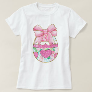Glitter Easter Egg Coquette Bow  T-Shirt