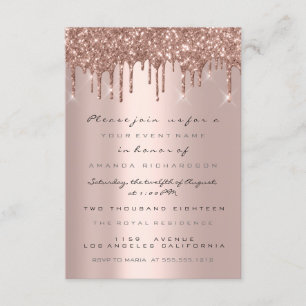 Glitter Effect Drips Rose Gold  Bridal Sweet 16th Invitation