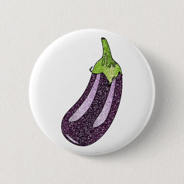 Glitter Eggplant 6 Cm Round Badge (Front)