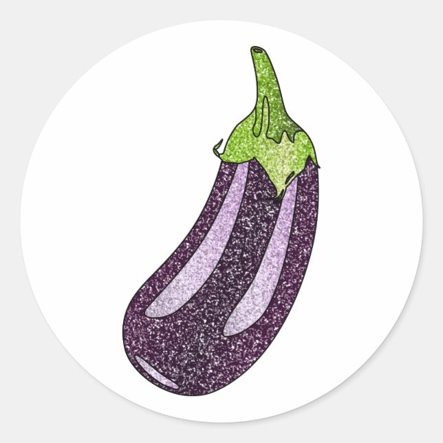Glitter Eggplant Classic Round Sticker (Front)