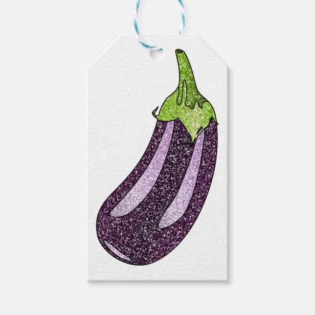 Glitter Eggplant Gift Tags (Front)