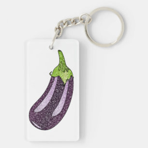 Glitter Eggplant Key Ring