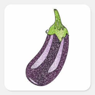 Glitter Eggplant Square Sticker