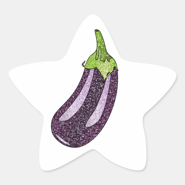 Glitter Eggplant Star Sticker (Front)