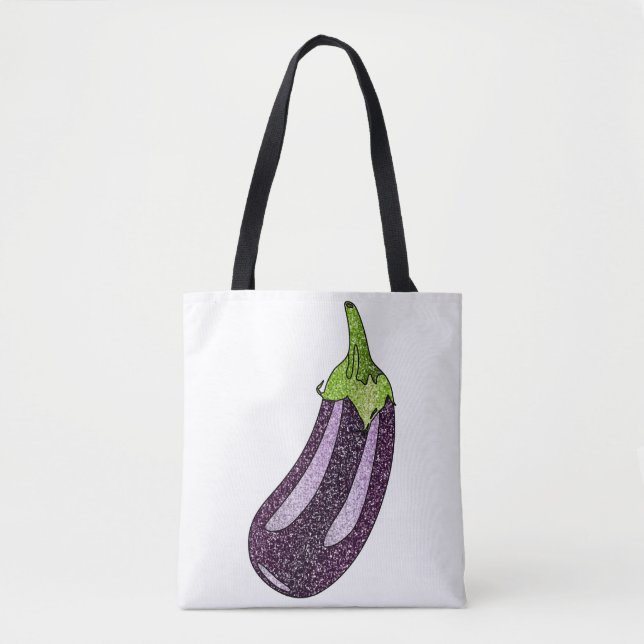 Glitter Eggplant Tote Bag (Front)