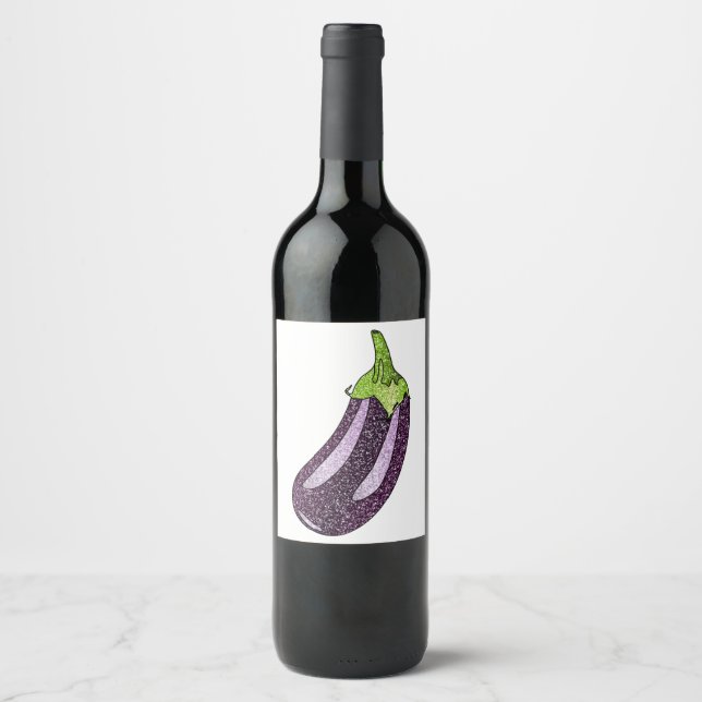 Glitter Eggplant Wine Label (Front)