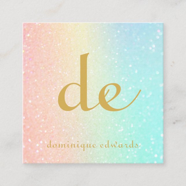 Glitter Elegant Modern Gold Cosmetics Square Business Card (Front)
