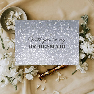 Glitter Elegant Will You Be My Bridesmaid Postcard