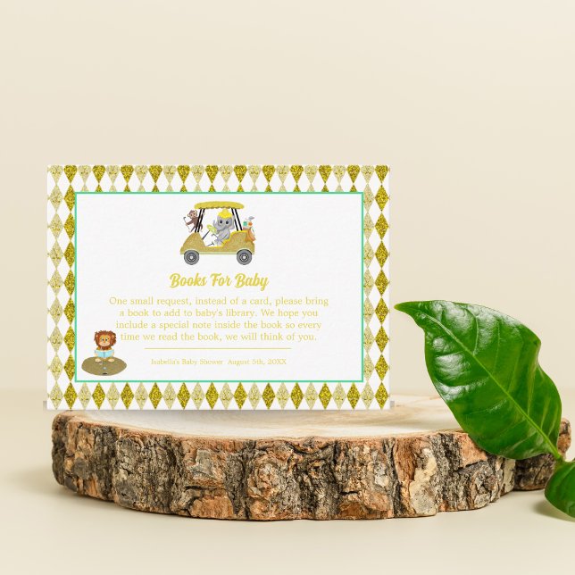 Glitter Elephant & Monkey Golf Baby Shower Enclosure Card (Creator Uploaded)
