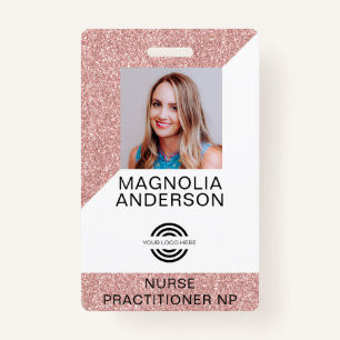 Glitter Employee Photo Logo Barcode Name ID Badge