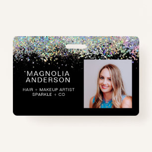 Glitter Employee Photo Name Barcode ID Badge
