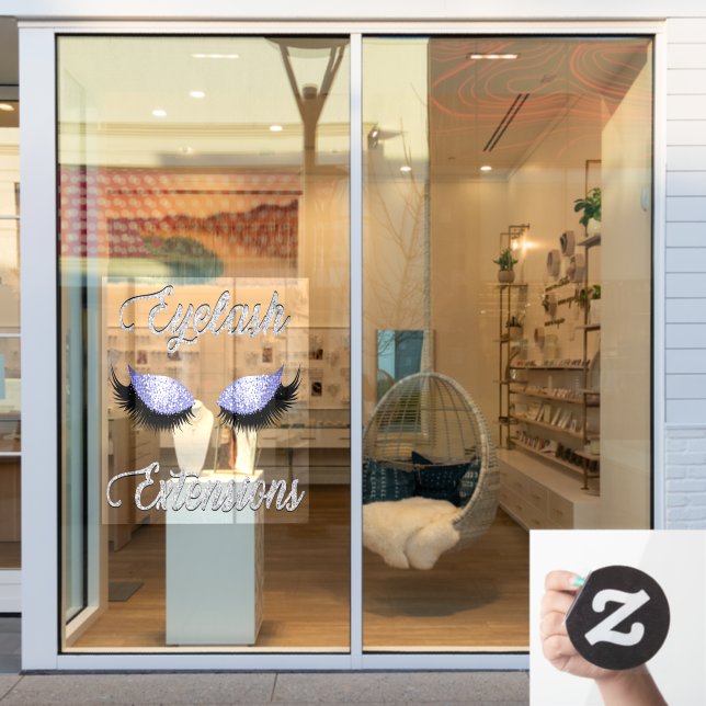 Glitter Eyelash Extensions Business Front Window Cling (Store Window)