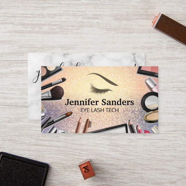 Glitter | Eyelash Makeup Brushes and Tools Loyalty Card (Front/Back In Situ)