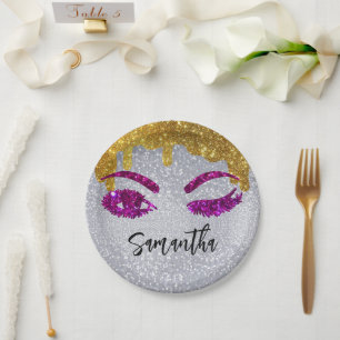 Glitter Eyes Birthday 18th 21st 30th 50th Paper Plate