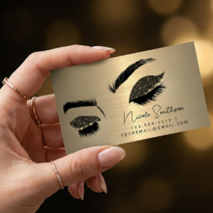 Glitter Eyes Brushed Metal Makeup Artist Gold Business Card