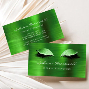 Glitter Eyes Green Metallic Lash Extension Business Card