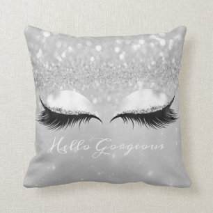 Glitter Eyes Makeup Lashes Silver Hello Gorgeous1 Cushion